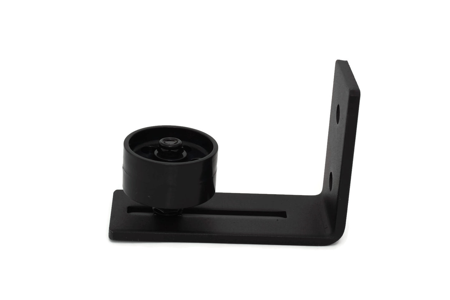 Medium Black Barn Door Bottom Floor Guide Adjustable Roller Powder Coated Hardware - Flush to Floor