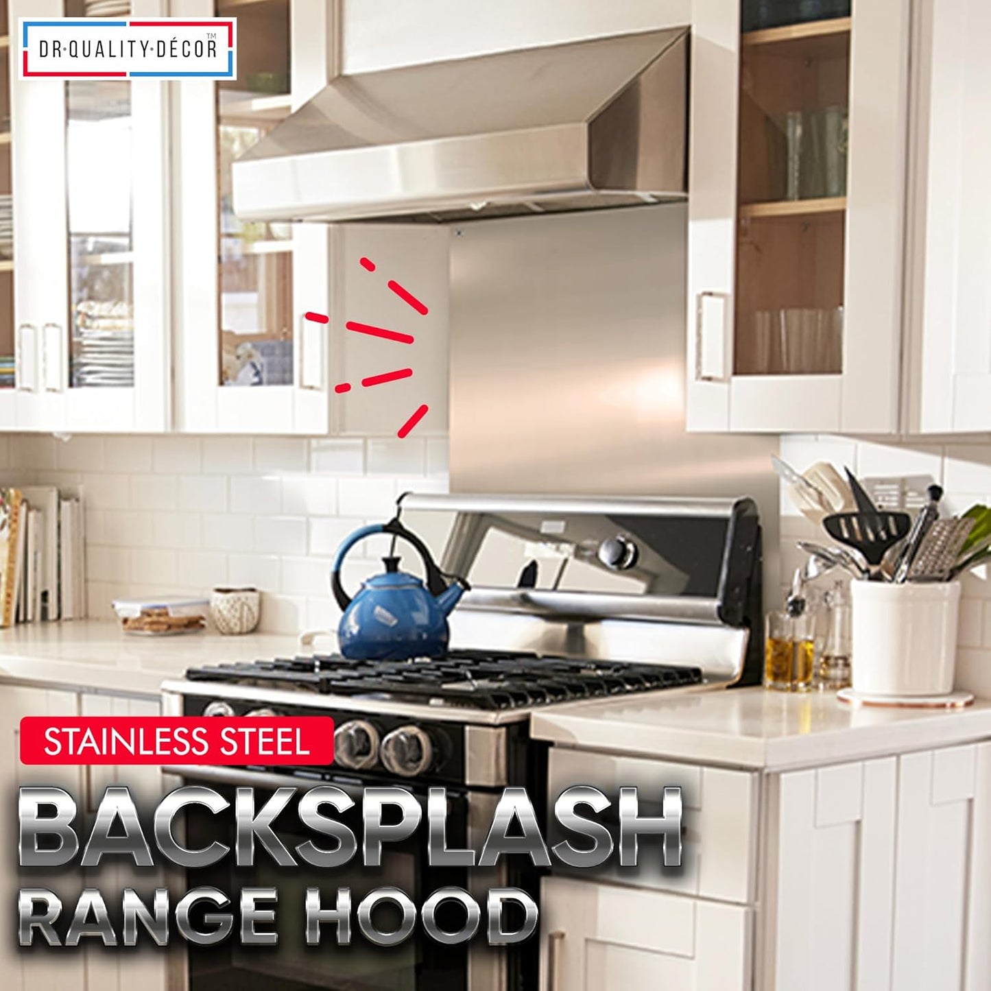 Reversible Stainless Steel Backsplash Range Hood Wall Shield for Kitchen, 30 by 32-Inch Gray