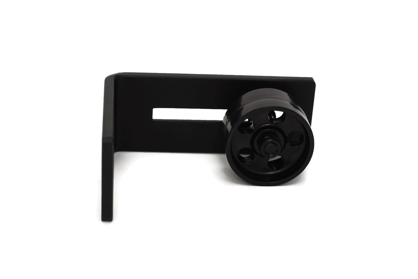 Medium Black Barn Door Bottom Floor Guide Adjustable Roller Powder Coated Hardware - Flush to Floor