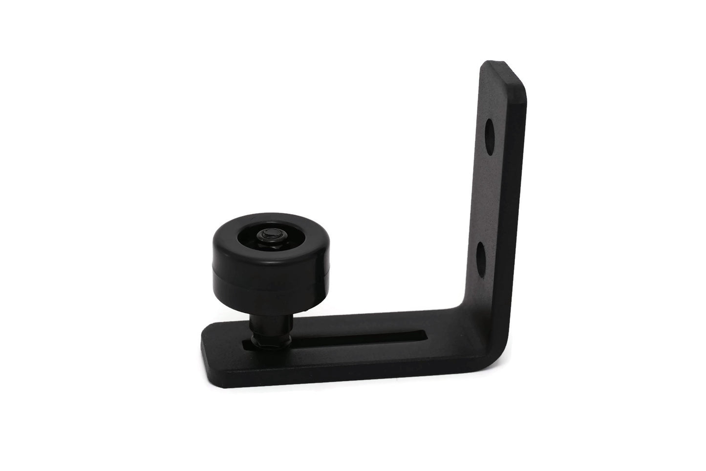 Extra Small Black Barn Door Bottom Floor Guide Adjustable Roller Hardware - Flush to Floor