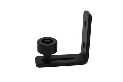 Extra Small Black Barn Door Bottom Floor Guide Adjustable Roller Hardware - Flush to Floor