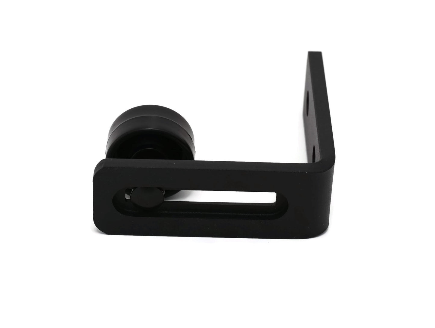 Extra Small Black Barn Door Bottom Floor Guide Adjustable Roller Hardware - Flush to Floor