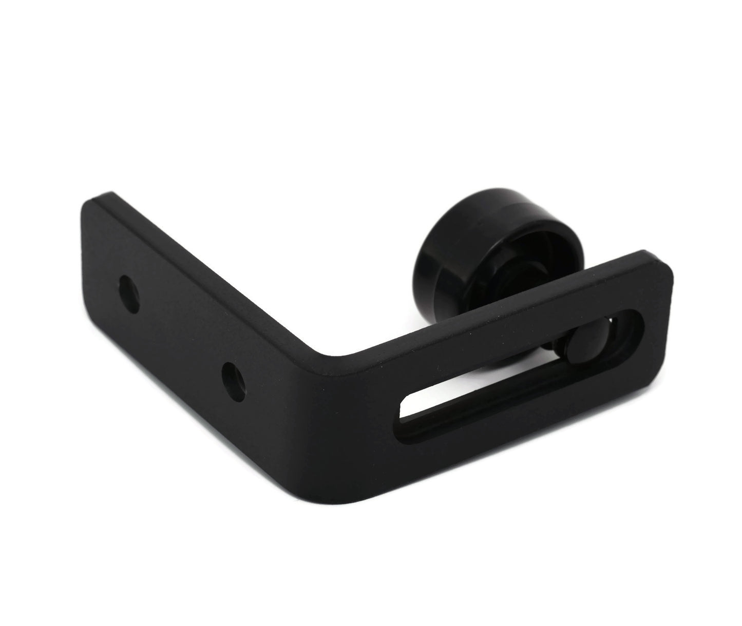 Extra Small Black Barn Door Bottom Floor Guide Adjustable Roller Hardware - Flush to Floor