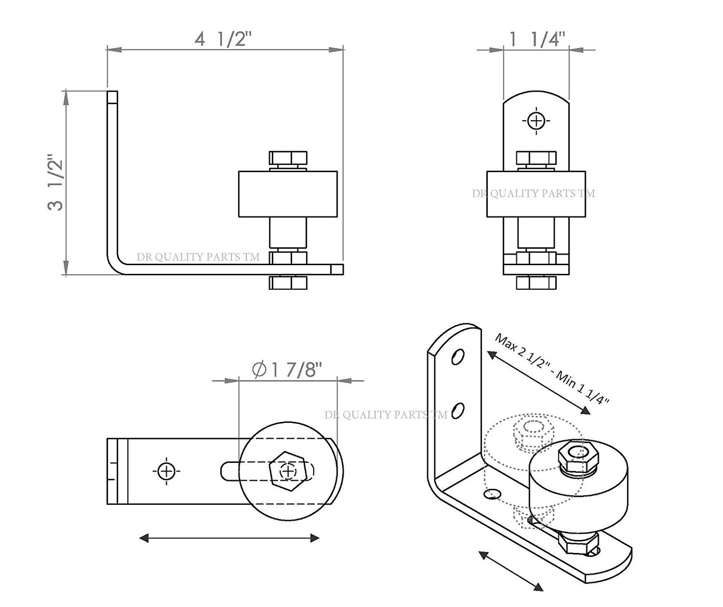 Small Black Bottom Guide Stay Roller Adjustable for Barn Door Hardware
