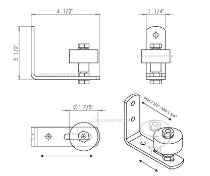Small Black Bottom Guide Stay Roller Adjustable for Barn Door Hardware